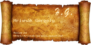 Hrivnák Gergely névjegykártya