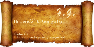 Hrivnák Gergely névjegykártya
